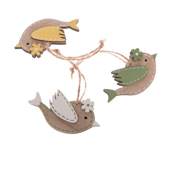 Set di 3 decorazioni da appendere in legno Birdie - Dakls