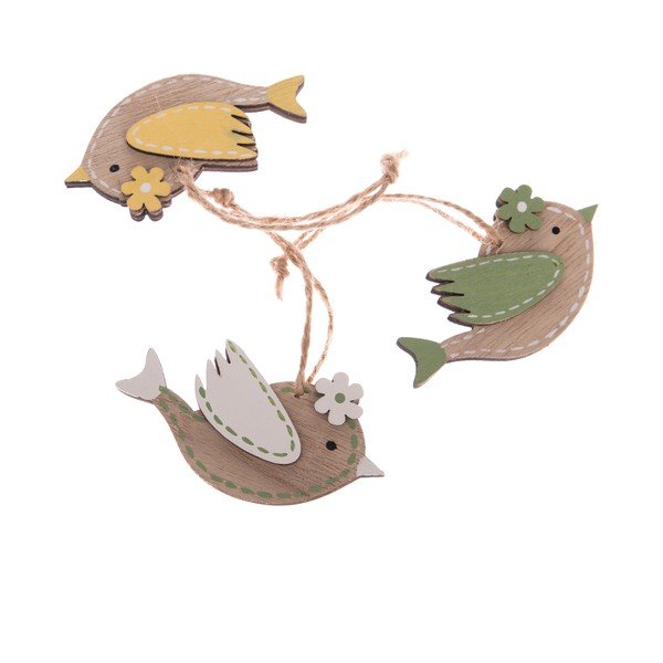 Set di 3 decorazioni da appendere in legno Birdie - Dakls