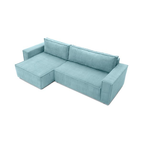 Divano variabile turchese in velluto a coste Divano letto angolare Bowie - Bonami Selection-image-4