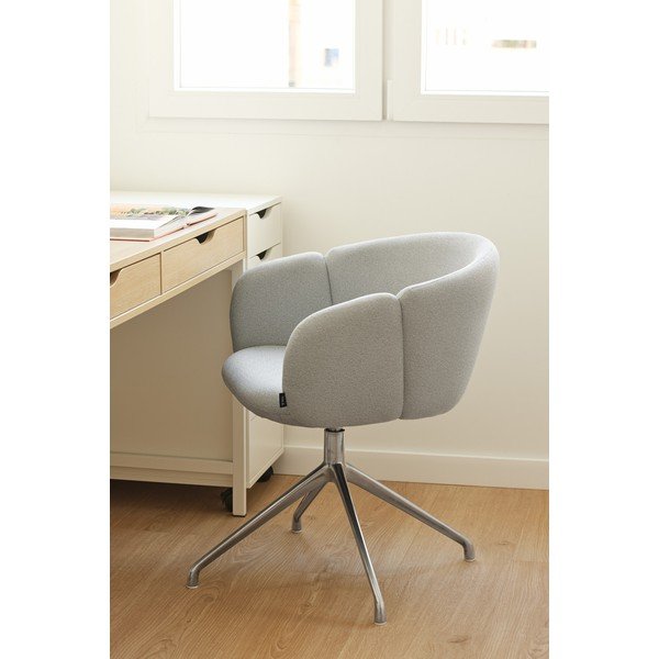 Sedia da pranzo grigio chiaro in imbottito con braccioli Add – Teulat-image-1