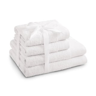 Set di asciugamani per viso e corpo tipo terry bianchi in cotone 4 pz Amari – Restilo