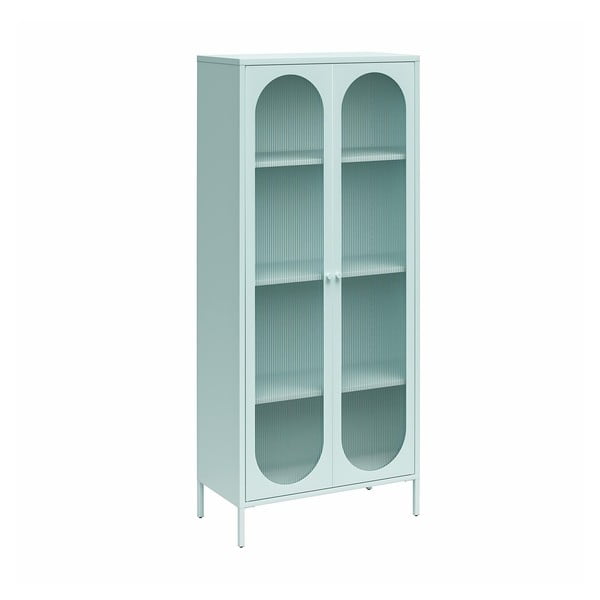 Vetrina in metallo azzurra 80x186x40 cm Luna - Støraa-image-2