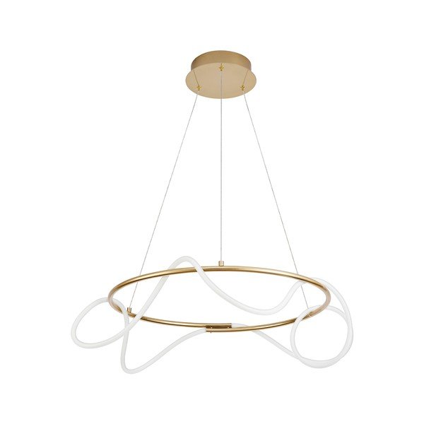 Lampadario LED dorato in alluminio con paralume in vetro acrilico con intensità regolabile ø 70 cm Tiriac – Nova Luce