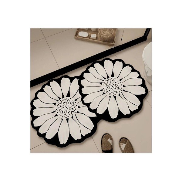 Tappetino per il bagno nero/color crema 70x120 cm Flor Extrana – Foutastic-image-2