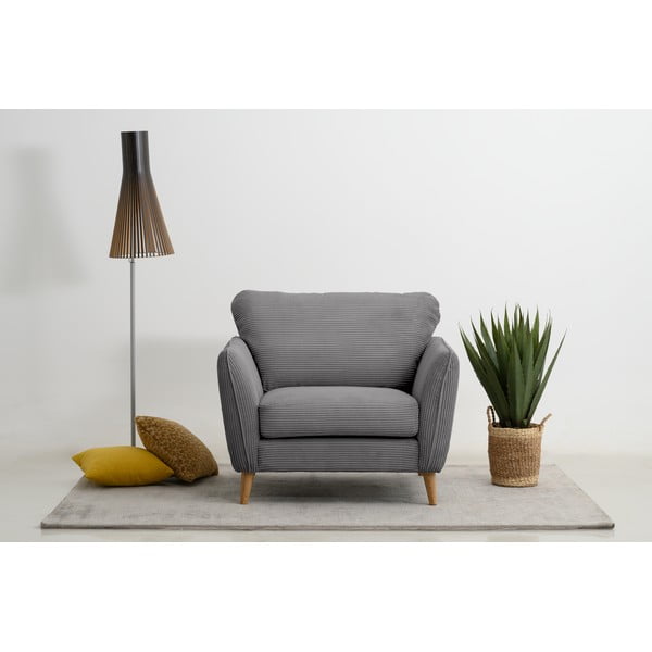 Poltrona in velluto a coste grigio scuro Paris - Scandic-image-1