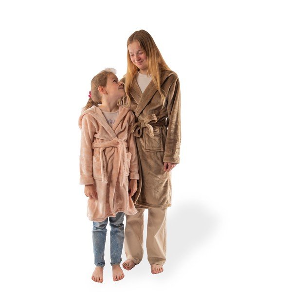 Accappatoio per bambini marrone in micropile Delux – Tiseco Home Studio-image-1