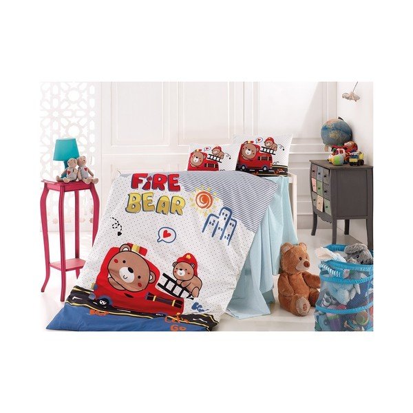 Set di lenzuola in cotone per bambini Orso di fuoco, 100 x 150 cm - Mijolnir