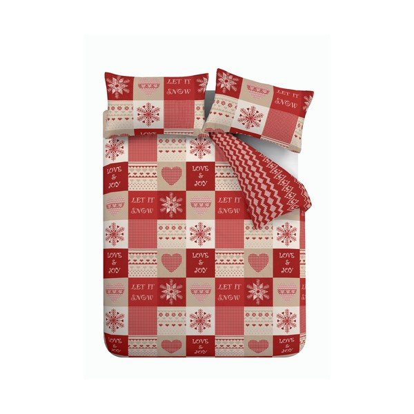 Set copripiumino e federa rosso e beige per letto matrimoniale e per letto esteso 230x220 cm Let it Snow – Catherine Lansfield
