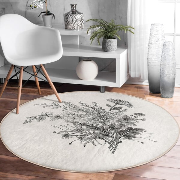 Tappeto rotondo lavabile in crema adatto ai robot aspirapolvere ø 80 cm Comfort - Mila Home-image-2