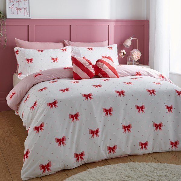 Set copripiumino e federa rosa per letto singolo 135x200 cm Dotty Bows – Sassy B-image-2
