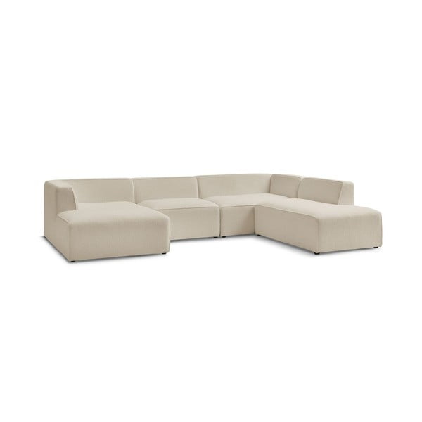 Divano angolare componibile beige (penisola a destra/a U) con rivestimento in bouclé Megeve – Bobochic Paris