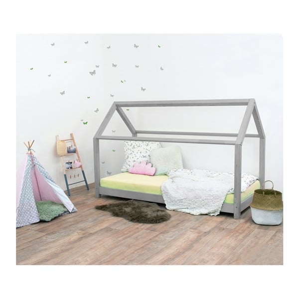 Letto per bambini grigio senza sponde in legno di abete rosso Tery, 80 x 190 cm - Benlemi