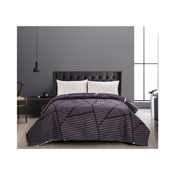 Copriletto bifacciale nero in microfibra Catmint, 170 x 270 cm - DecoKing-image-1