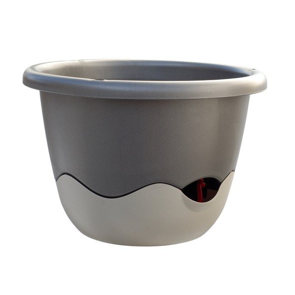 Vaso sospeso autoinnaffiante grigio Mareta, lunghezza 25 cm - Plastia
