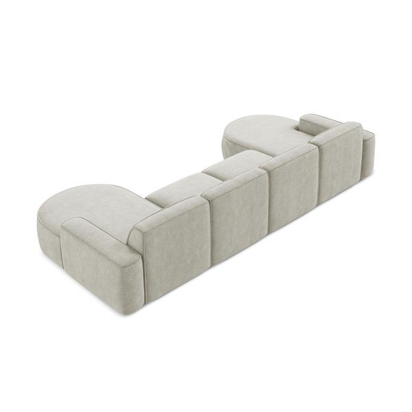 Divano angolare color crema (a U) con rivestimento in ciniglia Omao – Makamii-image-3