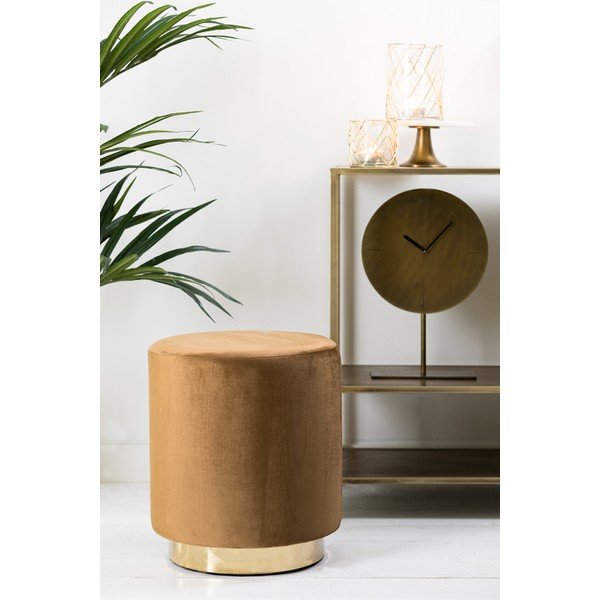 Sgabello in velluto color oro e marrone chiaro Nadien - Light & Living-image-1