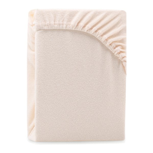 Lenzuolo elastico beige chiaro per letto matrimoniale Siesta, 180/200 x 200 cm Ruby - AmeliaHome