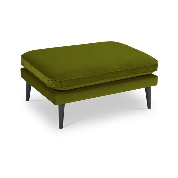 Poggiapiedi in velluto verde con gambe nere Lento - Kooko Home-image-2