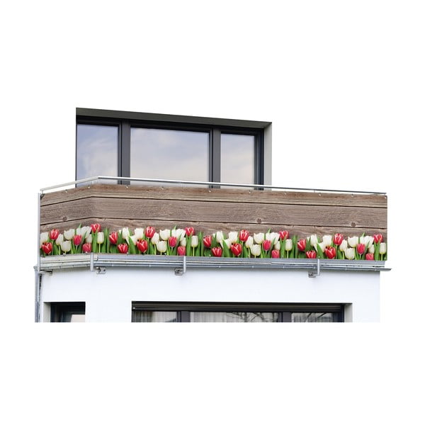 Paravento in plastica marrone per balconi 500x85 cm Tulips - Maximex