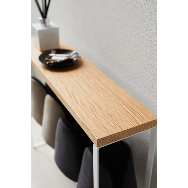 Pantofolaio in metallo in colore bianco e naturale Tower - YAMAZAKI-image-2