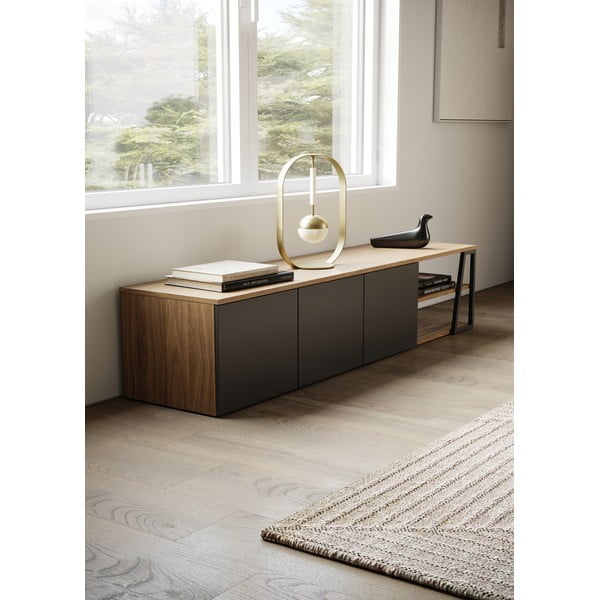 Tavolo TV nero in noce 190x45 cm Albi - TemaHome-image-1