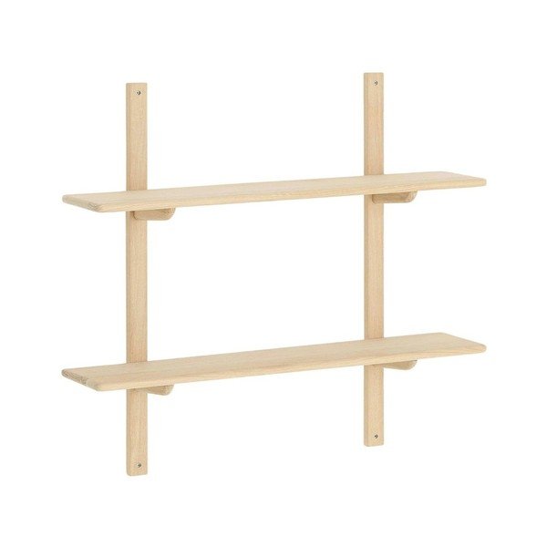 Mensola colore naturale chiaro in rovere massiccio con ripiani multipli 90 cm Albin – Ellos Home