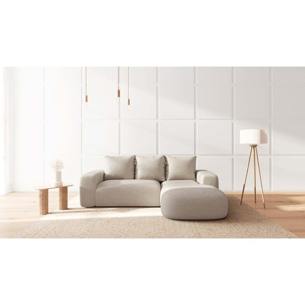 Divano angolare crema in tessuto bouclé (angolo destro) Feiro - MESONICA-image-1