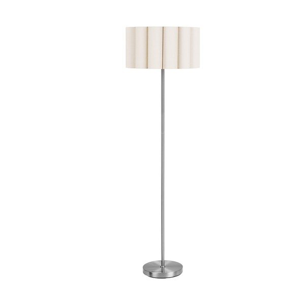 Lampada da terra beige/argentata in lino (altezza totale 150 cm) Wattom – House Nordic