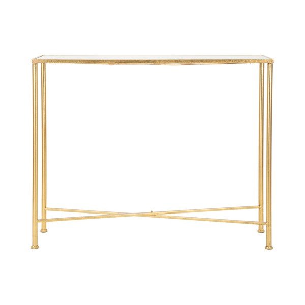 Tavolo consolle bianco/dorato con piano in vetro 35x100 cm Butterflies – Mauro Ferretti-image-3