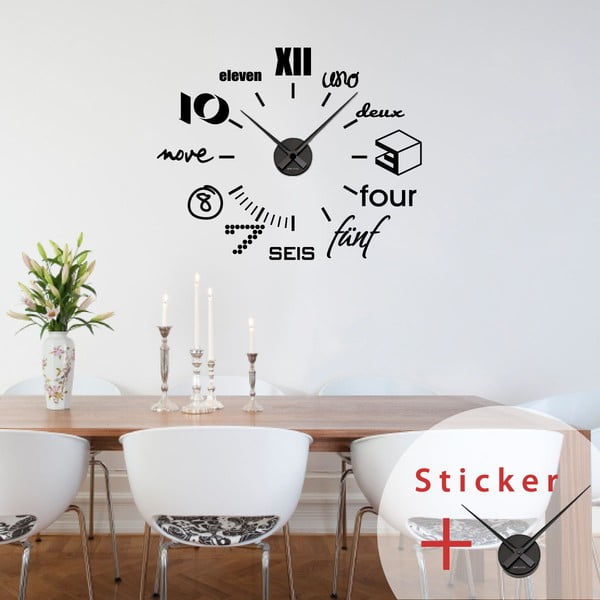 Set samolepek a nástěnných hodin Ambiance Multilanguages-image-1