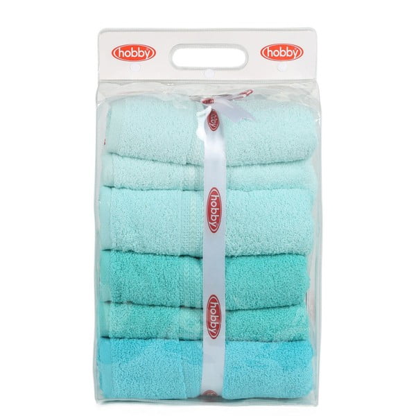 Set di 4 asciugamani Acqua, 70 x 140 cm Rainbow - Foutastic-image-2