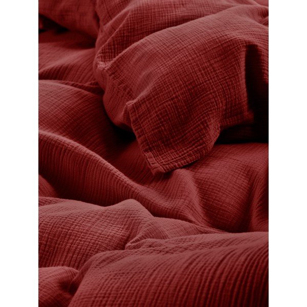 Set copripiumino e federa burgundy in mussola per letto singolo 140x200 cm Amilia – Jotex-image-3