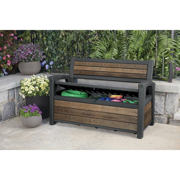 Panca da giardino marrone scuro in plastica Deco – Keter-image-2
