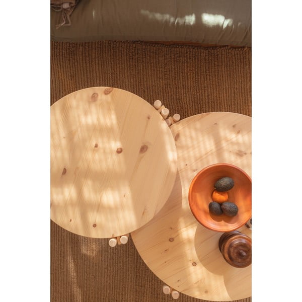 Tavolino rotondo in legno di pino in colore naturale ø 80 cm Sticks - Karup Design-image-1
