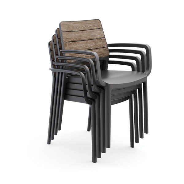 Sedia da esterno grigio scuro/marrone scuro in plastica Deco Porto – Keter-image-2