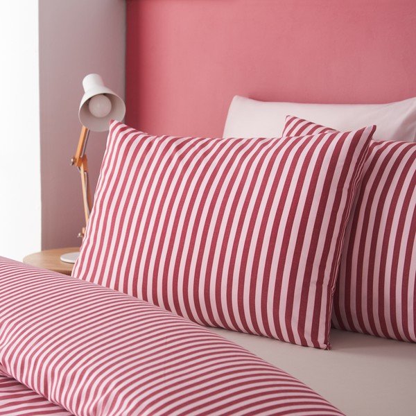 Set copripiumino e federa burgundy per letto singolo 135x200 cm Epping Textured Stripe – Catherine Lansfield-image-2