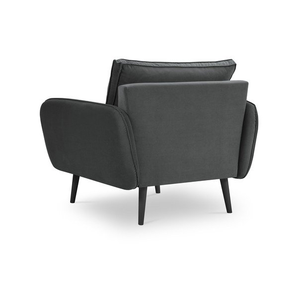 Poltrona in velluto grigio scuro con gambe nere Lento - Kooko Home-image-2