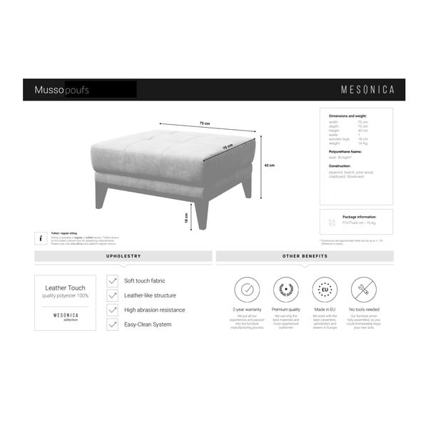 Pouf in pelle marrone cognac Musso - MESONICA-image-4