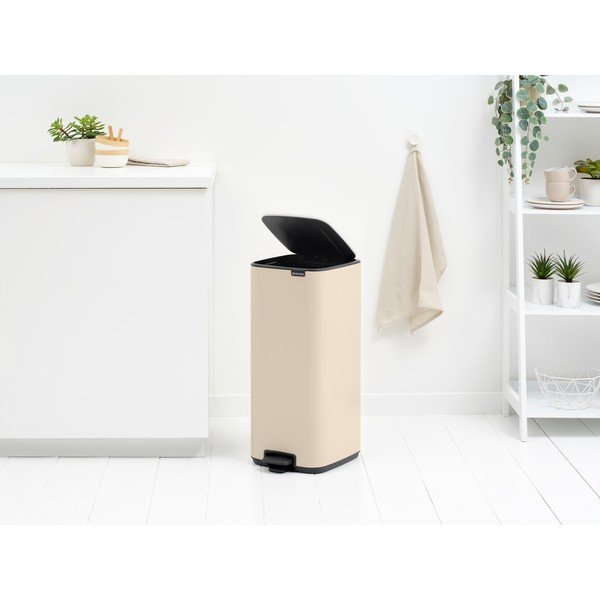 Cestino per la spazzatura beige in acciaio con pedale 30 l Bo – Brabantia-image-2