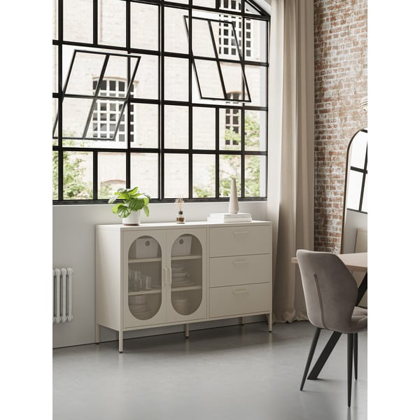 Cassettiera color crema 140x90 cm Diora - Marckeric-image-1