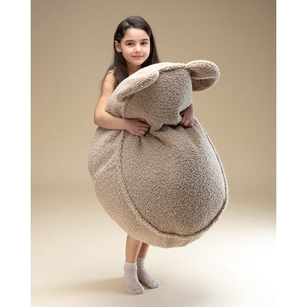 Pouf a sacco per bambini marrone chiaro con rivestimento in bouclé Bear – Wigiwama-image-3