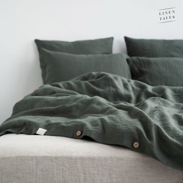 Biancheria da letto verde scuro 220x140 cm Forest Green - Linen Tales-image-4