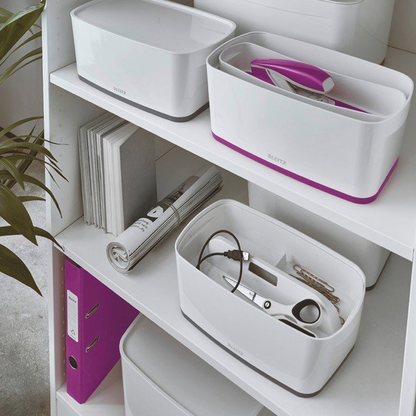 Contenitore bianco e viola con coperchio Office, volume 5 l MyBox - Leitz-image-1