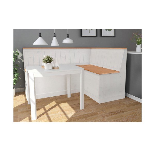 Panca angolare variabile bianca in legno di pino con spazio di archiviazione Silas - Støraa-image-3
