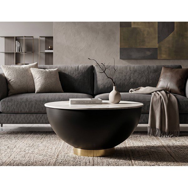 Tavolino da salotto rotondo marrone in metallo ø 73 cm Glam – Mauro Ferretti-image-1