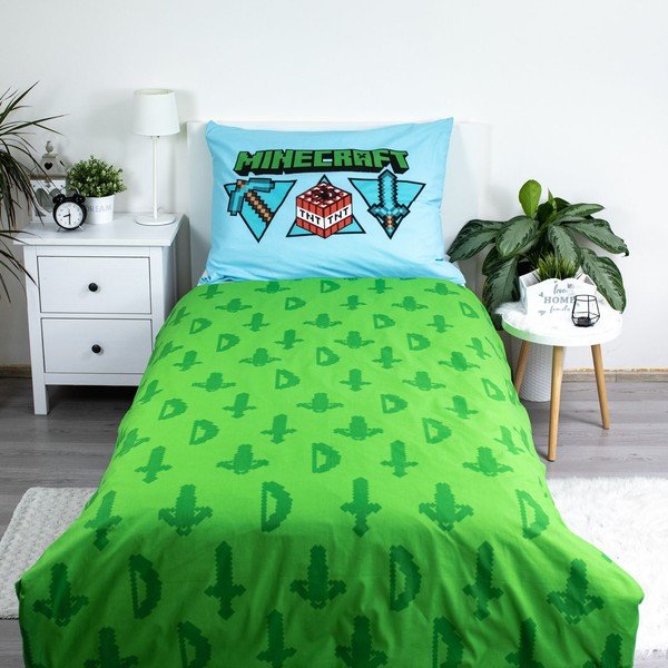 Biancheria da letto per bambini in cotone per letto singolo 140x200 cm Minecraft - Jerry Fabrics-image-2