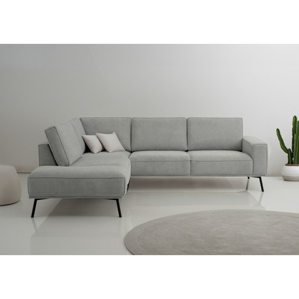 Divano angolare grigio chiaro (con penisola a sinistra/a L) con rivestimento in ciniglia Amsterdam – Scandic-image-1