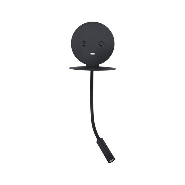 Lampada da parete LED nera in alluminio con struttura flessibile/con porta USB Eclip – Nova Luce