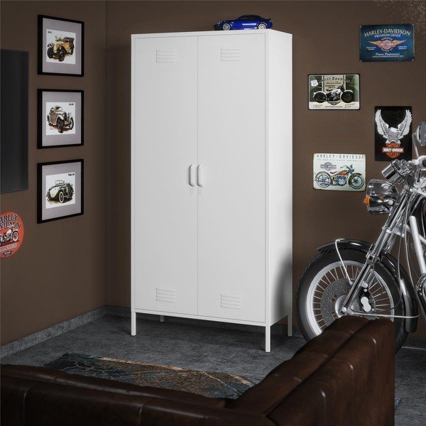 Armadietto bianco in metallo 90x185x40 cm Mission District – Støraa-image-4