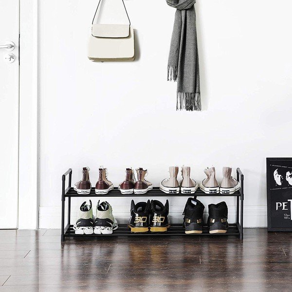 Scaffale in metallo nero per 8 paia di scarpe - Songmics-image-4